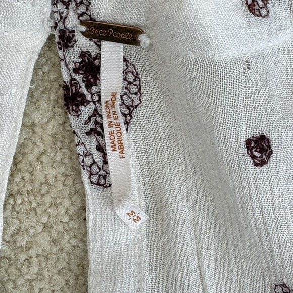 Free People Diamond Embroidered Tunic Medium Ivory Babydoll Boho Coastal Cowgirl - Picture 2 of 11